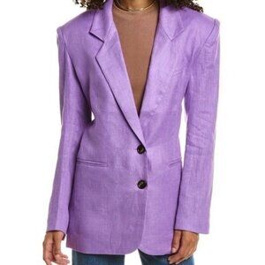 Ronny Kobo NWD Klover Blazer Size Medium in Ultra Purple 100% Linen Shoulder Pad
